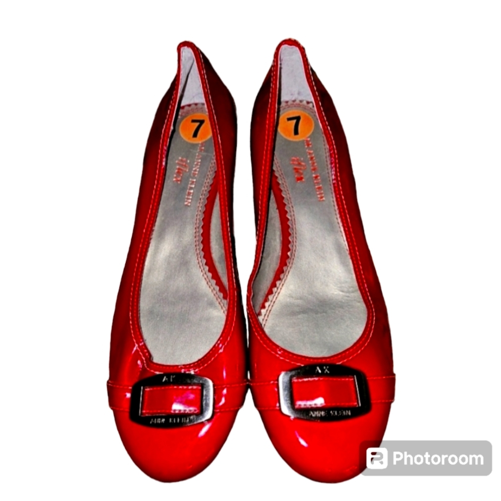 New - AK Ann Klein iflex Red Patton Leather Flats Lofers